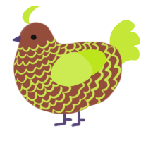 Stump, a russet and lime chicken with a lace pattern