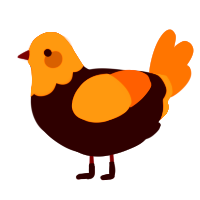 A black and vermilion chicken with a head pattern
