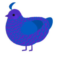 Puffin, a indigo and ultramarine chicken with a lace pattern