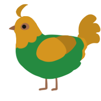 BEN DROWNED, a viridian and ochre chicken with a head pattern