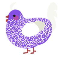 burple boy, a blurple and white chicken with a double-lace pattern