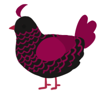 Adopted by morgana, a sable and maroon chicken with a lace pattern