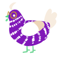 The Rose Bride, a violet and cream chicken with a bar pattern