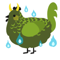 A olive and chartreuse chicken with a half-lace pattern
