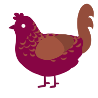 A maroon and russet chicken with a half-lace pattern