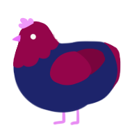 Gormless, a navy and maroon chicken with a head pattern