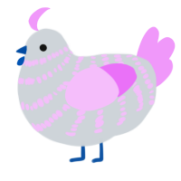 A mist and lavender chicken with a bar pattern