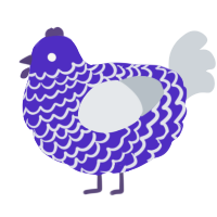 escaped test subject, a indigo and mist chicken with a lace pattern