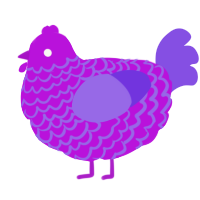xyx 3m Amethyst, a amethyst and blurple chicken with a lace pattern