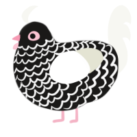 Gooby Snoobert, a sable and white chicken with a lace pattern
