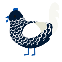 A tumblr and white chicken with a lace pattern