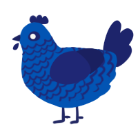 A ultramarine and navy chicken with a lace pattern