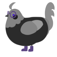 Zelda, a mist and ochre chicken with a head pattern