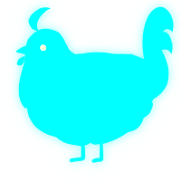 Watergirl, a teal and sea chicken with a speckle pattern