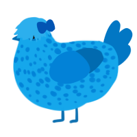 Smol Berry, a sky and sapphire chicken with a speckle pattern