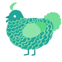 A turquoise and spring chicken with a lace pattern