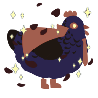 A navy and sable chicken with a half-lace pattern