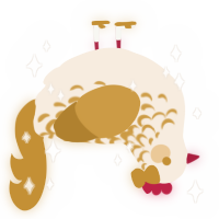 Bebé, a cream and gold chicken with a half-lace pattern