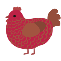 A crimson and russet chicken with a lace pattern