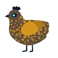 A bark and ochre chicken with a speckle pattern