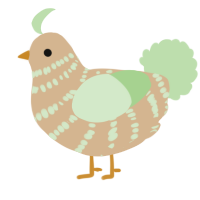 A beige and gluppy chicken with a bar pattern