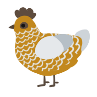 A ochre and mist chicken with a lace pattern
