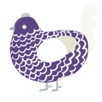 A overcast and white chicken with a lace pattern