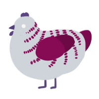 A mist and wine chicken with a half-bar pattern