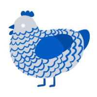 A mist and ultramarine chicken with a lace pattern