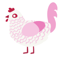 Cherry, a white and pink chicken with a lace pattern