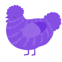 A blurple chicken with a bar pattern