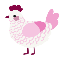 Medal, a white and pink chicken with a lace pattern