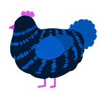 A tumblr and ultramarine chicken with a bar pattern