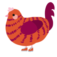 A vermilion and maroon chicken with a bar pattern