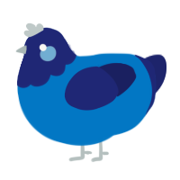 A sapphire and navy chicken with a head pattern