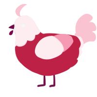 A crimson and rose chicken with a head pattern