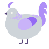 A mist and lilac chicken with a neck-speckle pattern