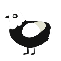 A black and white chicken with a head pattern