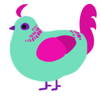 Birthday Cake, a mint and fuchsia chicken with a neck-band pattern