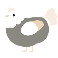 A ash and cream chicken with a head pattern