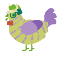 A lemon and lilac chicken with a bar pattern