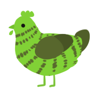 Fennel, a grass and olive chicken with a bar pattern