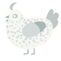 Bubbers, a white and silver chicken with a speckle pattern