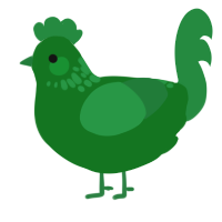 A leaf and viridian chicken with a neck-speckle pattern