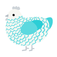 A white and aqua chicken with a lace pattern
