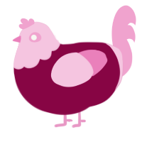 Lady, a maroon and pink chicken with a head pattern