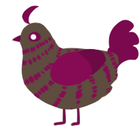 A bark and wine chicken with a bar pattern