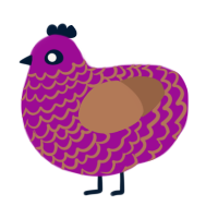 A plum and brown chicken with a lace pattern