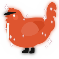 Safety Orange, a vermilion chicken