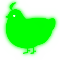 chia, a viridian chicken with a head pattern